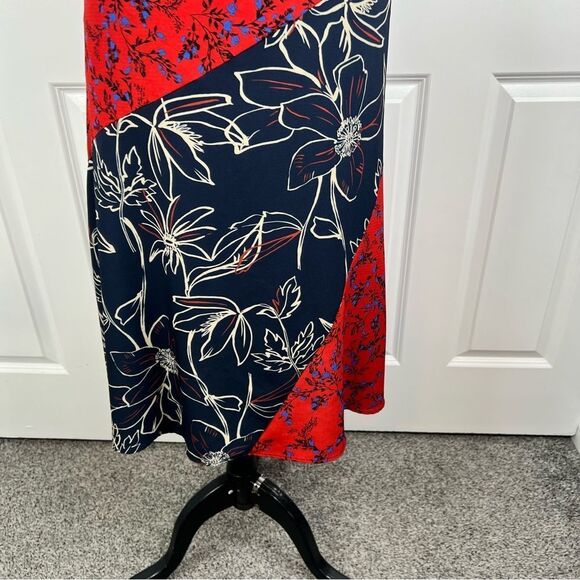 Sz 14 Eloquii Red & Blue Floral Color-Block MIDI Skirt NWOT $104 MSRP - Picture 5 of 10
